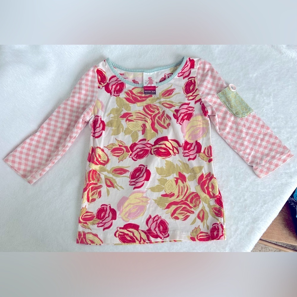 Matilda Jane girls sz 2 Serendipity My Rosebud Floral 3/4 Long Sleeve Tee